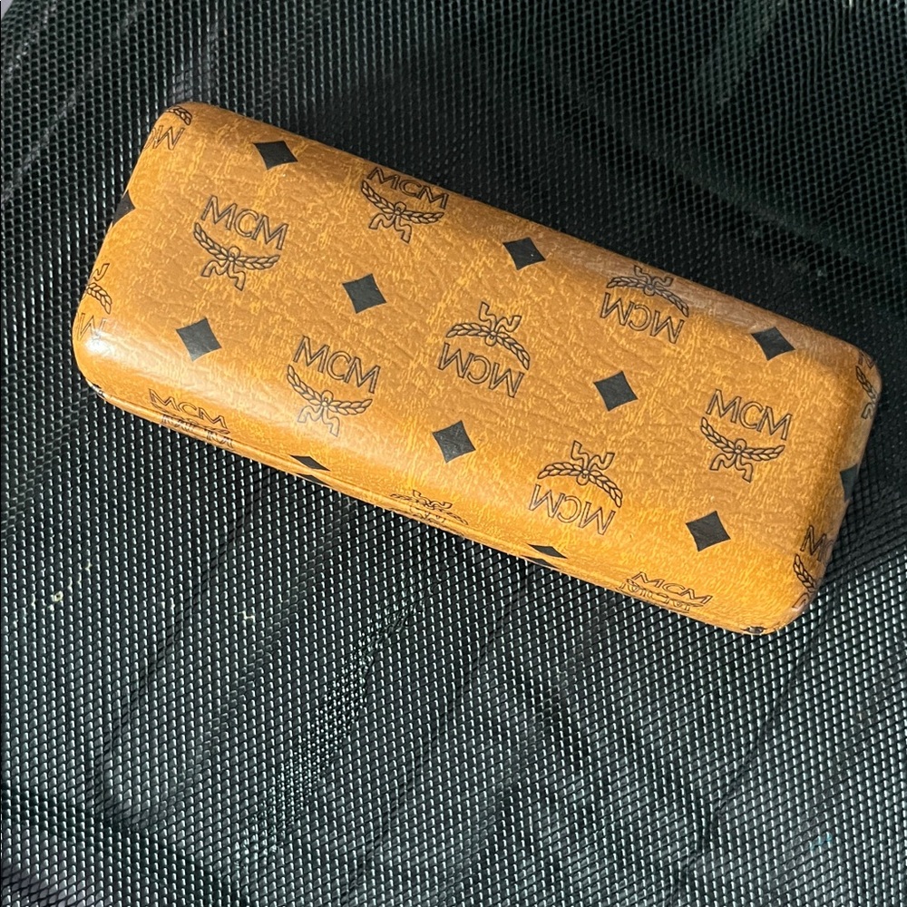 MCM Tan Logo Pattern Eyeglass Case